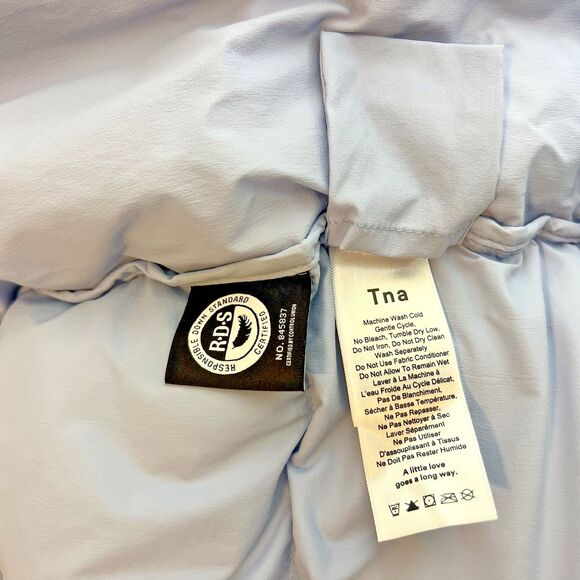 Tna Aritzia The Super Puff Jacket Size M Blue Puffer Hooded Premium Goose Down - Picture 15 of 16